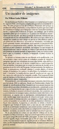 Un cazador de imágenes  [artículo] por William Carlos Williams.