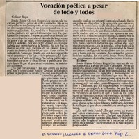 Vocación poética a pesar de todo y todos  [artículo] Grínor Rojo.