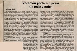Vocación poética a pesar de todo y todos  [artículo] Grínor Rojo.