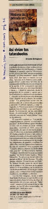 Así vivían tus tatarabuelos  [artículo]Artemio Echegoyen.