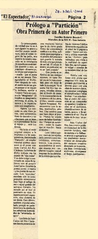 Prólogo a "Partición" obra primera de un autor primero  [artículo]Roberto Bescós C.
