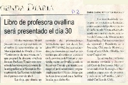 Libro de profesora ovallina será presentado el día 30  [artículo].