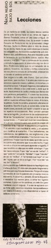 Lecciones  [artículo] Alejandra Costamagna.