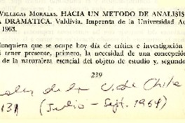 Hacia un método de análisis de la obra dramática  [artículo] Grinor Rojo.