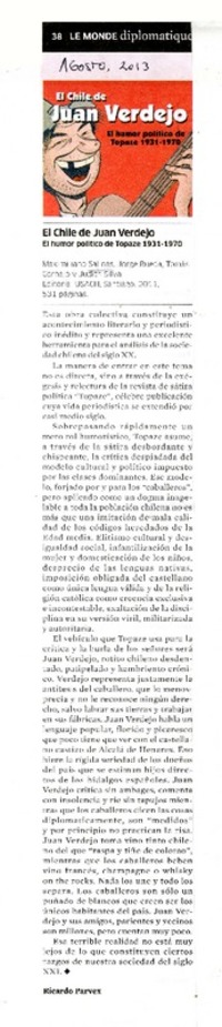 El Chile de Juan Verdejo  [artículo] Ricardo Parvex