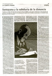 Santayana y la sabidurïa de la distancia  [artículo] Manuel Ruiz Zamora
