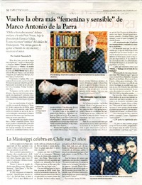 Vuelve la obra más "femenina y sensible" de Marco Antonio de la Parra  [artículo] Andrés Nazarala R.