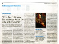 "Con la crisis sólo las mejores ferias de arte sobrevivirán"  [artículo] Denisse Espinoza