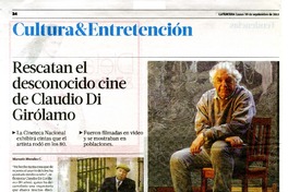Rescatan el desconocido cine de Claudio Di Girólamo  [artículo] Marcelo Morales C.