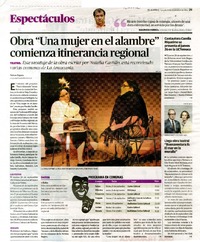 Obra "Una mujer en el alambre" comienza itinerancia regional  [artículo] Nelson Zapata