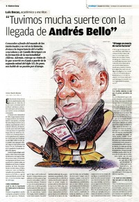 Luis Bocaz, académico y escritor: "Tuvimos mucha suerte con la llegada de Andrés Bello"  [artículo] Víctor Pineda Riveros