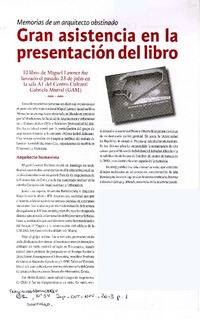 Gran asistencia en la presentación del libro  [artículo]