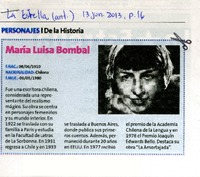 Personajes de la historia : María Luisa Bombal. [artículo]
