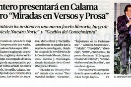 Senador Cantero presentará en Calama su nuevo libro "miradas en versos y prosa".  [artículo]