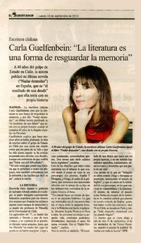 Carla Guelfenbein: "La literatura es una forma de resguardar la memoria"  [artículo]