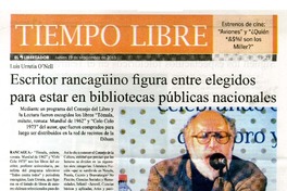 Escritor rancagüino figura entre elegidos para estar en bibliotecas públicas nacionales  [artículo]