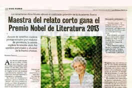 Maestra del relato corto gana el Premio Nobel de Literartura 2013  [artículo] Rodrigo Castillo