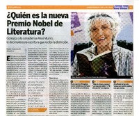 ¿Quién es la nueva Premio Nobel de Literatura?  [artículo] Emilio Contreras M.
