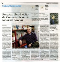 Rescatan libro inédito de Varas en edición de todas sus novelas  [artículo] Javier García