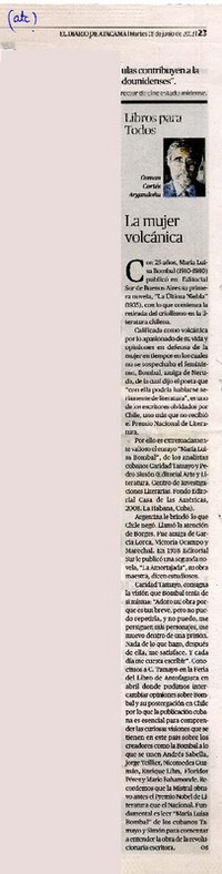 La mujer volcánica  [artículo] Osmán Cortés Aragandoña.