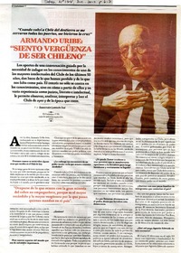 Armanso Uribe: "Siento vergúenza de ser chileno"  [artículo] Sebastián Larraín Saá