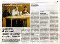 Escritores destacan el legado de Camus en su centenario  [artículo] J. García