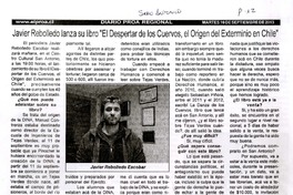 Javier Rebolledo lanza su libro "El despertar de los Cuervos, el Origen del Exterminio en Chile"  [artículo]