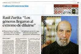 Raúl Zurita: "Los géneros llegaron al extremo de diluirse"  [artículo] Roberto Careaga C.