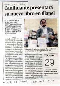 Canihuante presentará su nuevo libro en Illapel.  [artículo]