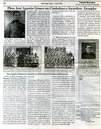 Pbro. José Agustín Gómez un ciudadano y sacerdote ejemplar.  [artículo]