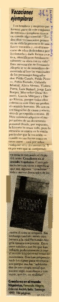 Vocaciones ejemplares  [artículo] Carlos Olivárez.