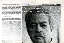 "Pareciera que en Chile se lee cada vez menos, y eso es un asunto grave" (entrevista)  [artículo]