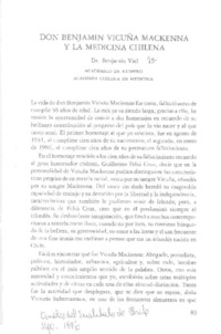 Don Benjamín Vicuña Mackenna y la medicina chilena  [artículo] Benjamín Viel.