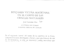 Benjamín Vicuña Mackenna en el campo de las ciencias naturales  [artículo] José Corvalán Díaz.