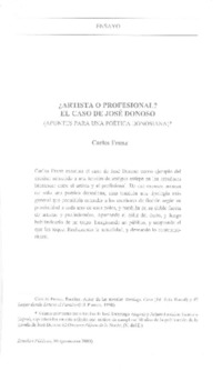 ¿Artista o profesional? el caso de José Donoso  [artículo] Carlos Franz.