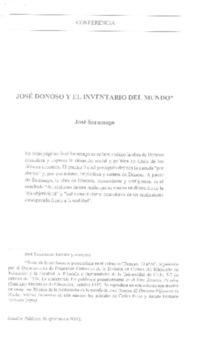José Donoso y el inventario del mundo  [artículo] José Saramago.