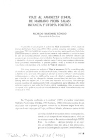 Viaje al amanecer (1943), de Mariano Picón Salas: Infancia y Utopía política  [artículo] Ricardo Fernández Romero.