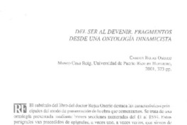 Del ser al devenir, fragmentos desde una ontología dinamicista  [artículo] Carla Cordua.