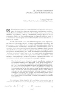 De lo extraordinario (nominalismo y modernidad)  [artículo] Gabriel Sanhueza G.