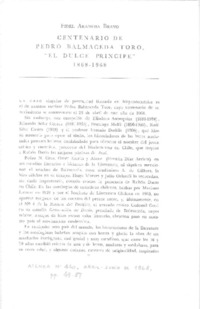 Centenario de Pedro Balmaceda Toro, "El dulce príncipe"  [artículo] Fidel Araneda Bravo.