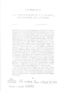 La personalidad literaria de Rafael Maluenda  [artículo] Luis Merino Reyes.
