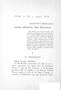 Letras chilenas, dos discursos  [artículo] Domingo Melfi.