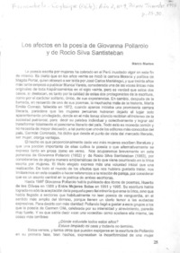 Los afectos en la poesía de Giovanna Pollarolo y de Rocío Silva Santisteban  [artículo] Marco Martos.
