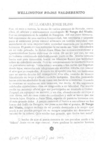 Se llamaba Josie Bliss  [artículo] Wellington Rojas Valdebenito.