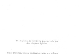 II Discurso de recepción pronunciado por don Augusto Iglesias.  [artículo]