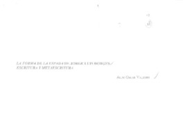 La forma de la espada de Jorge Luis Borges  [artículo] Aldo Oscar Valesini.