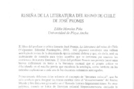 Reseña de la literatura del reino de Chile  [artículo] Eddie Morales Piña.