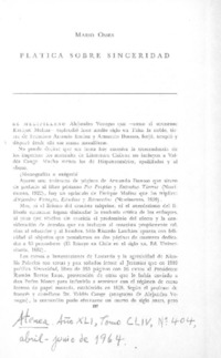 Platica sobre sinceridad  [artículo] Mario Osses.