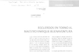 Recuerdos en torno al maestro Enrique Buenaventura  [artículo] Claudio Barbas.