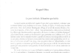 La gran hablada. El hambre que habla  [artículo] Raquel Olea.